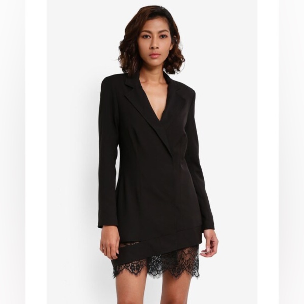 Peace + Love Lace Hem Blazer Dress